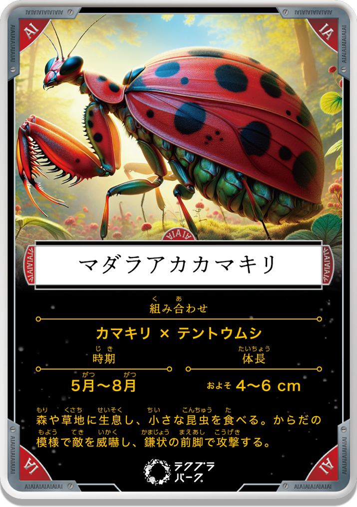 新種昆虫創造機 ムシモルフォーゼ】マダラアカカマキリ | テクプラパーク
